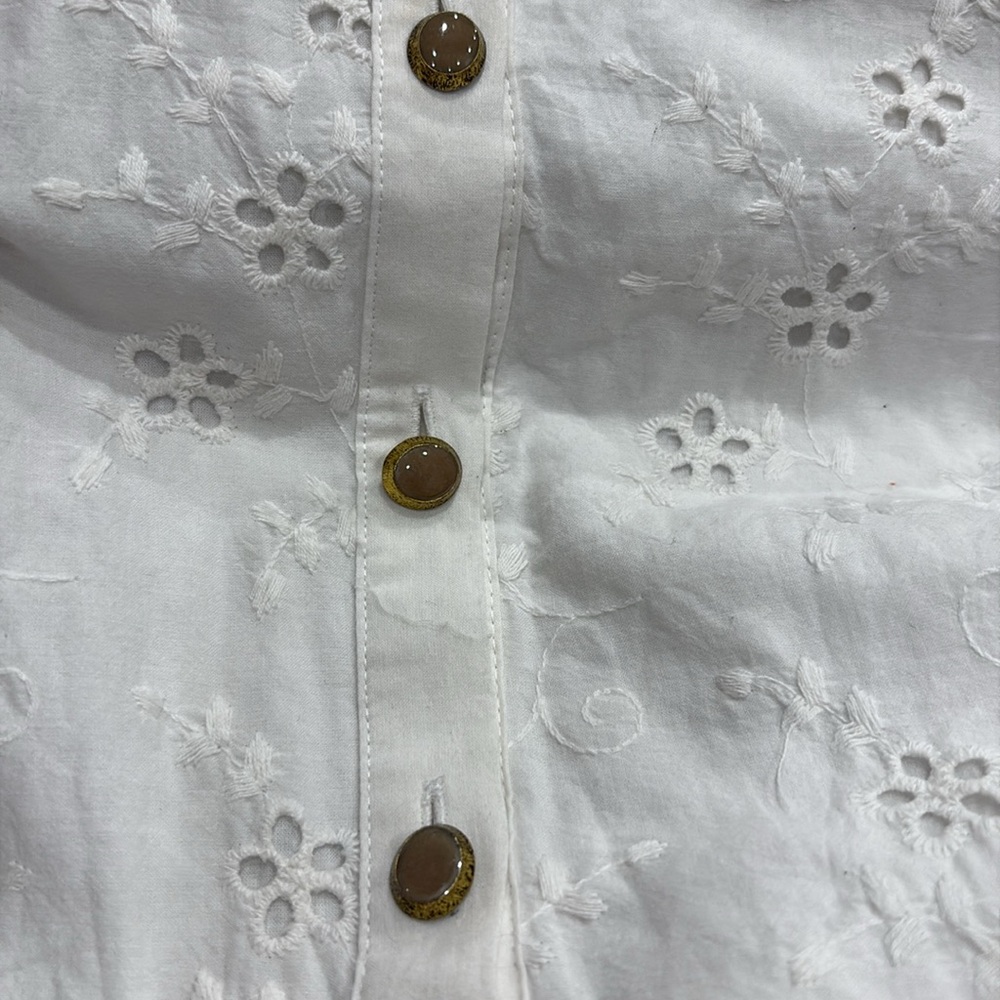 Zara Womens White Long Sleeve Button Up Eyelet Mini Dress - Size S - Picture 5 of 7